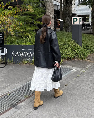 Belt-point mid-calf boots