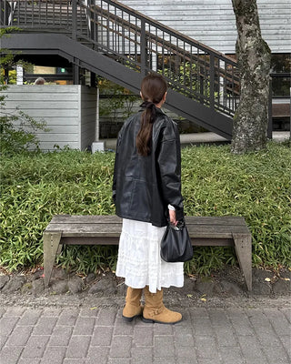 Belt-point mid-calf boots