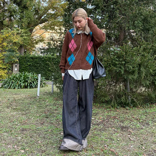 Argyle Button Cardigan