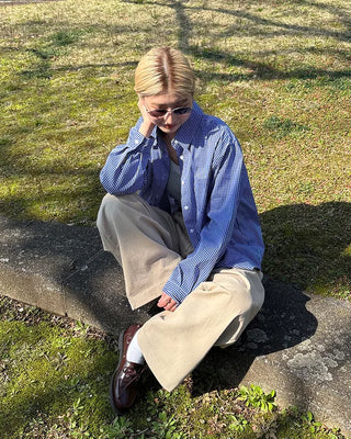 One-pocket gingham check shirt