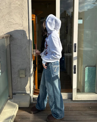 77 Color Star Patch Wide Jeans