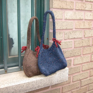 Ribbon bicolor mesh tote bag