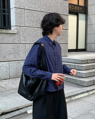 Cotton cropped check shirt