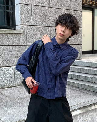Cotton cropped check shirt