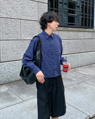 Cotton cropped check shirt