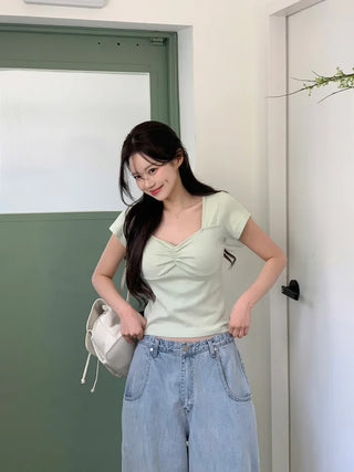 Punching Shirring Short-Sleeve T-Shirt