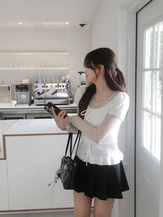 Polka Dot See-Through Layered T-Shirt