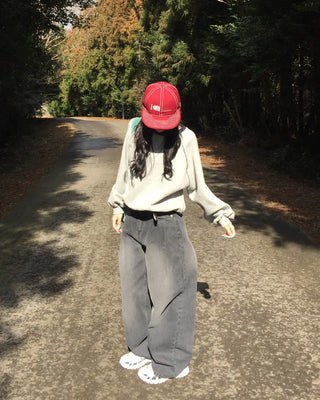 Vintage Wash Wide Denim Pants