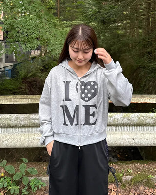 Lettering Heart Dot Point Hoodie
