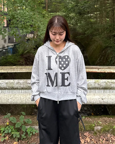 Lettering Heart Dot Point Hoodie