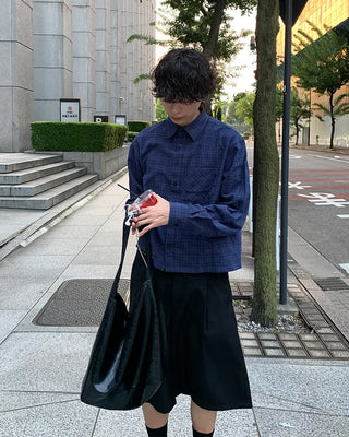 Cotton cropped check shirt