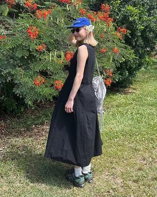 Drawstring net pocket backpack