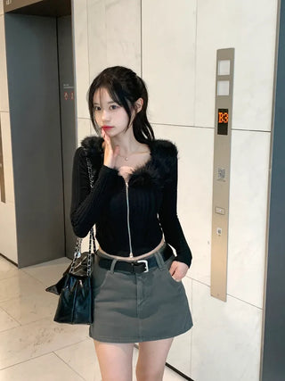 Fur cardigan