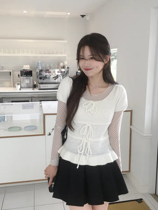 Polka Dot See-Through Layered T-Shirt