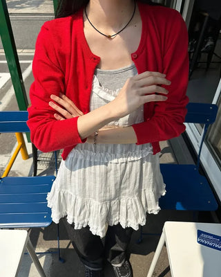 Cropped Collar Cardigan