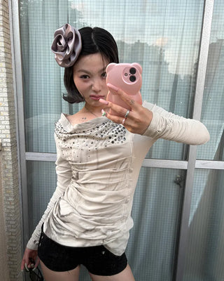 Satin flower brooch