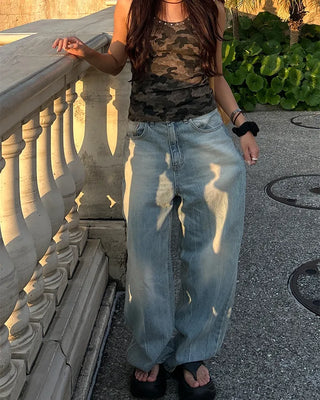 Wing Hip Painted Straight Denim Pants