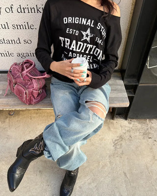 2-way neck lettering cut-off long cutsew