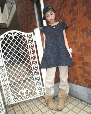 Double studded belt set with bootcut cotton pants