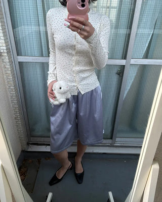 Lace satin Bermuda trunk pants