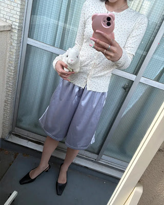 Lace satin Bermuda trunk pants