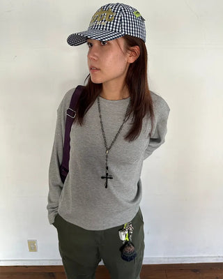 (Unisex) Semi-Cropped Waffle Long Sleeve Cut and Sewn