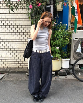Double eyelet leather belt