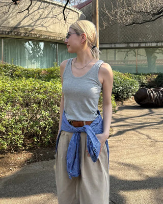 U-neck ribbed tank top