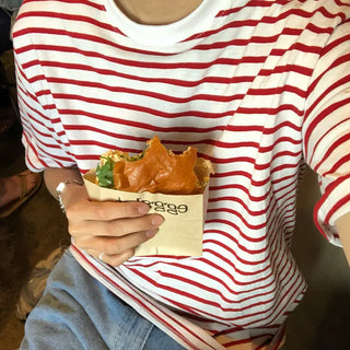 Colored striped short-sleeved T-shirt
