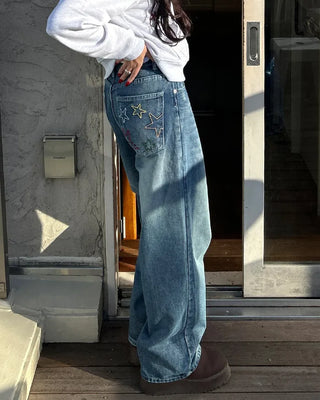 77 Color Star Patch Wide Jeans