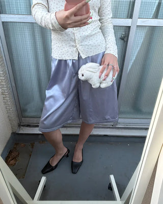 Lace satin Bermuda trunk pants