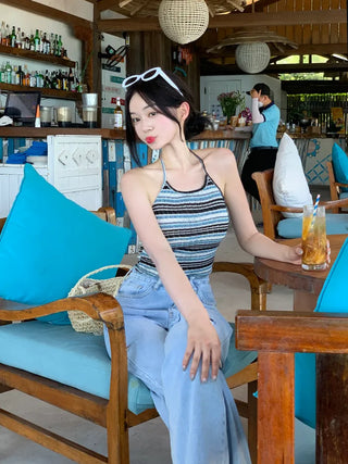 Halter neck knit sleeveless top (2 colors)
