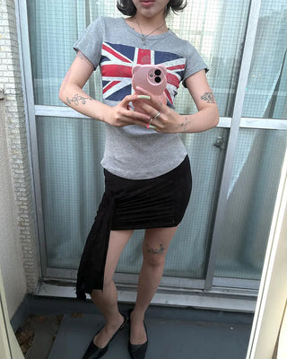 2-way gathered wrap slim mini skirt