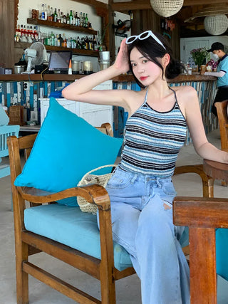 Halter neck knit sleeveless top (2 colors)