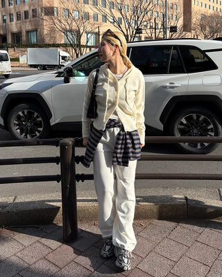 Wide Rib Hem Knit Cardigan Hoodie