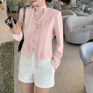 Tie jacket & blouse set