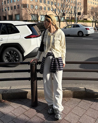Wide Rib Hem Knit Cardigan Hoodie