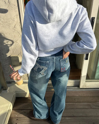 77 Color Star Patch Wide Jeans