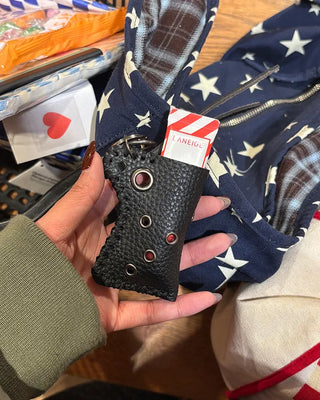 Eyelet Leather Lighter Case Keychain
