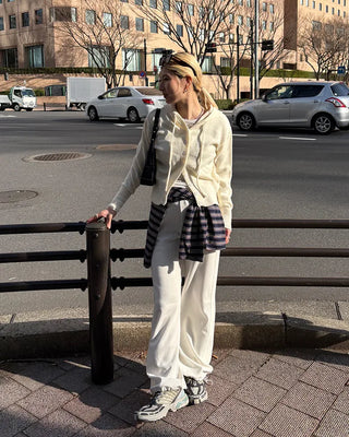 Wide Rib Hem Knit Cardigan Hoodie