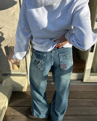 77 Color Star Patch Wide Jeans