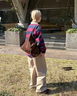 Double-pleated wide cotton pants