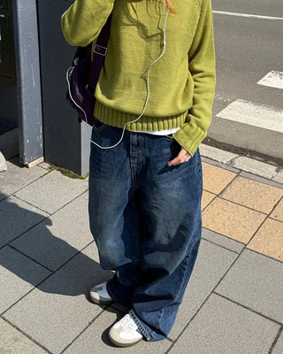 Washed Loose Fit Denim Pants
