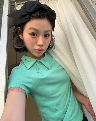 Unique Polo Neck Short Sleeve T-Shirt