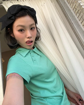 Unique Polo Neck Short Sleeve T-Shirt