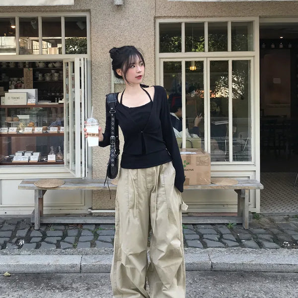[2-way] Carpenter Tucked Wide Pants