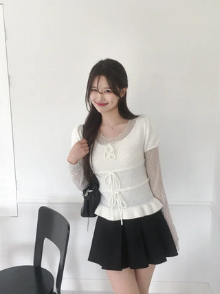 Polka Dot See-Through Layered T-Shirt
