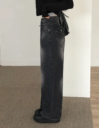 Back pocket denim pants