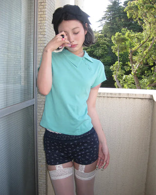 Unique Polo Neck Short Sleeve T-Shirt