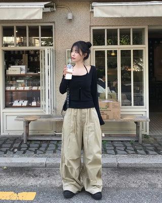 [2-way] Carpenter Tucked Wide Pants